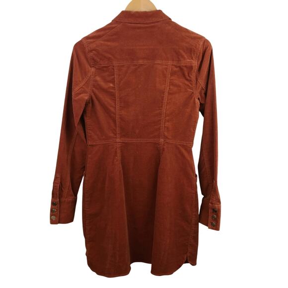 Free People SZ S Dynomite In Cord Mini Dress In Burnt Orange $128 - Picture 7 of 7